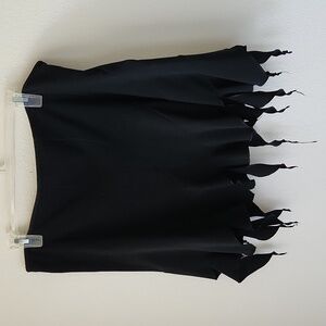 BCBG Paris black ruffle mini skirt asymmetric hem Sz L whimsygoth festival